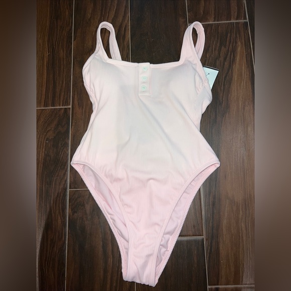 Stoney Clover Lane x Target Pink Ribbed Henley One Piece Swimsuit Size XS - Picture 1 of 10
